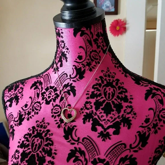 Monet open heart necklace gold tone champagne gem - Picture 6 of 7